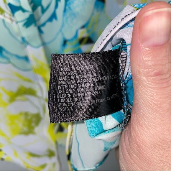 Worthington Womens Floral Striped V-Neck Ruffle Trim Button Front Blouse Large - Picture 3 of 5